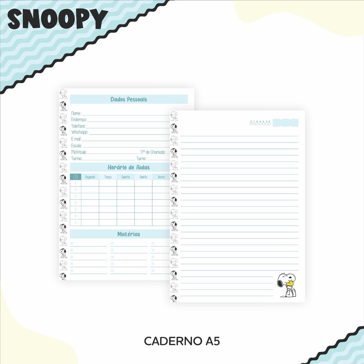 ARQUIVO KIT ETIQUETAS ESCOLARES SNOOPY #11324 - Imagem 3