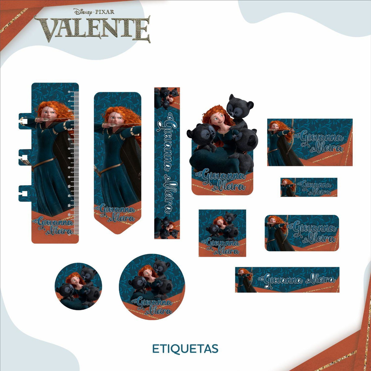 ARQUIVO KIT ETIQUETAS ESCOLARES VALENTE #11325 - Imagem 2