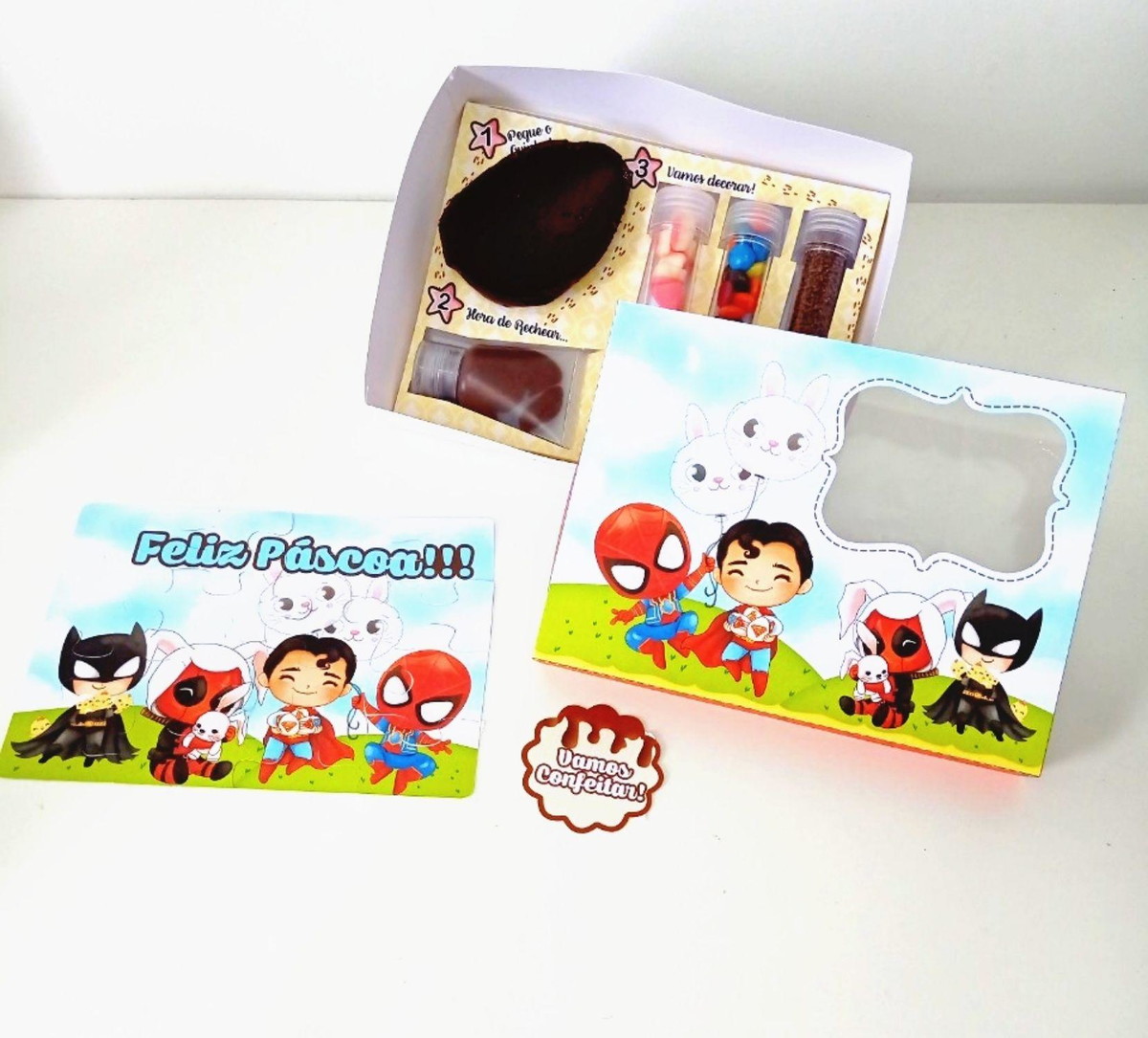 ARQUIVO PASCOA CAIXA MINI CONFEITEIRO HEROIS CUTE #13700