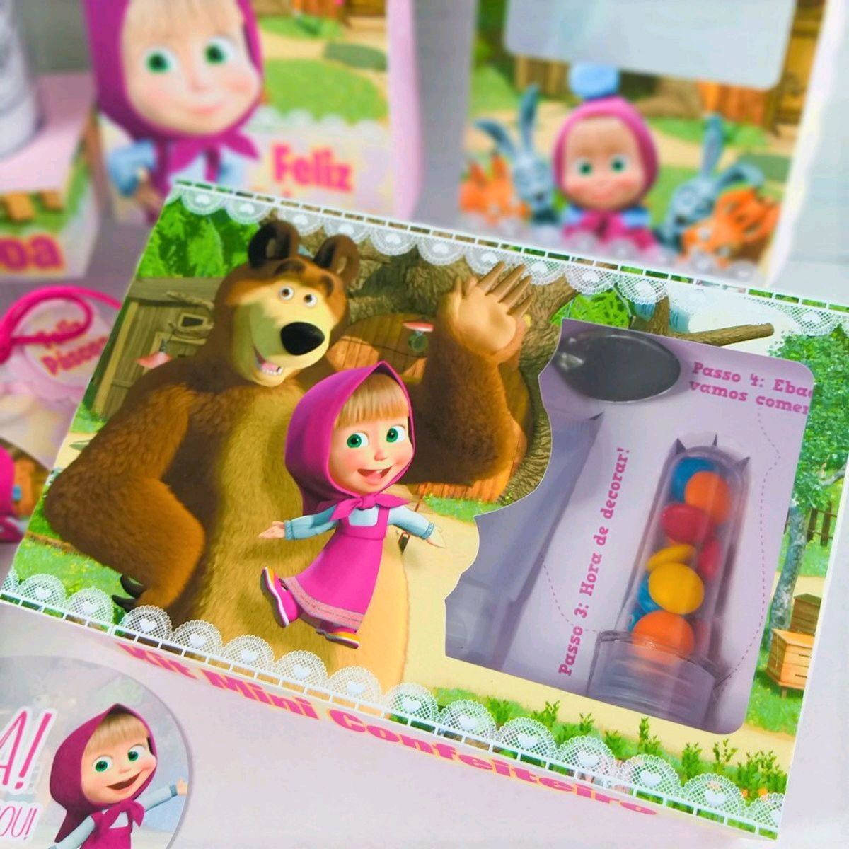 ARQUIVO PASCOA CAIXA MINI CONFEITEIRO MASHA E O URSO #3605