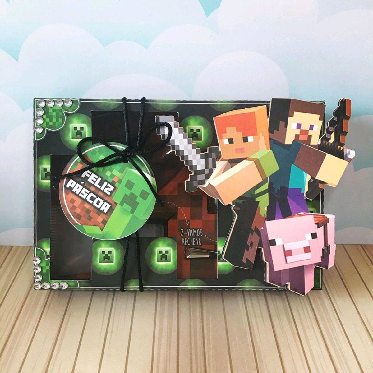 ARQUIVO PASCOA CAIXA MINI CONFEITEIRO MINECRAFT #4567 - Imagem 2