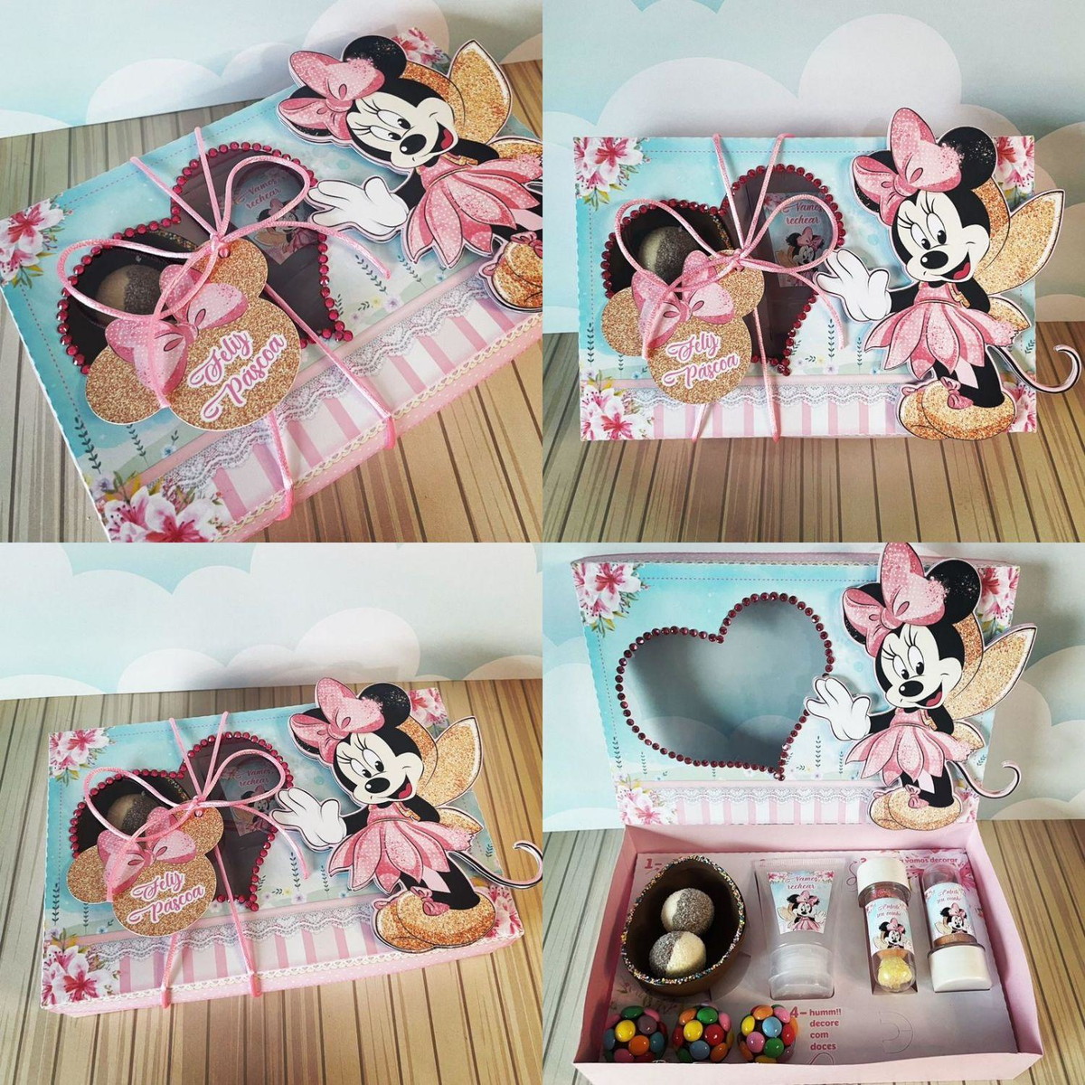 Arquivo Páscoa Caixa Mini Confeiteiro Minnie Rosa #15761