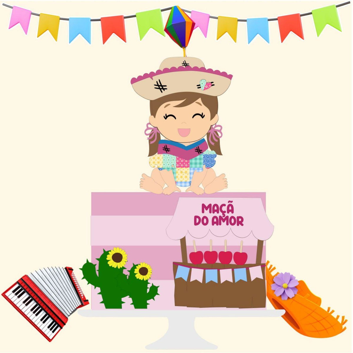 Arquivo Topo Bolo Arraiá Festa Junina Menina Sanfona #15720