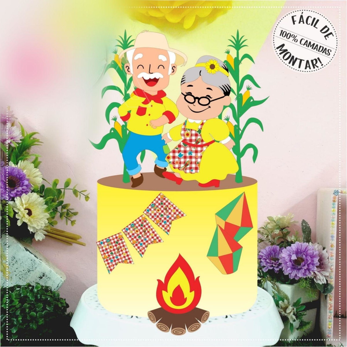 ARQUIVO TOPO DE BOLO AVOS FESTA JUNINA SÃO JOÃO #14204
