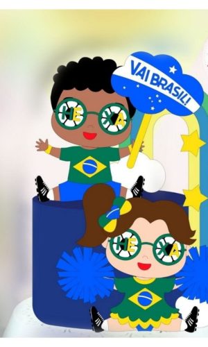 Arquivo Topo de Bolo Casal Brasil Copa do Mundo 2022 #15458