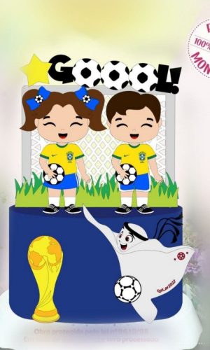 Arquivo Topo de Bolo Casal Brasil Copa do Mundo 2022 #15462