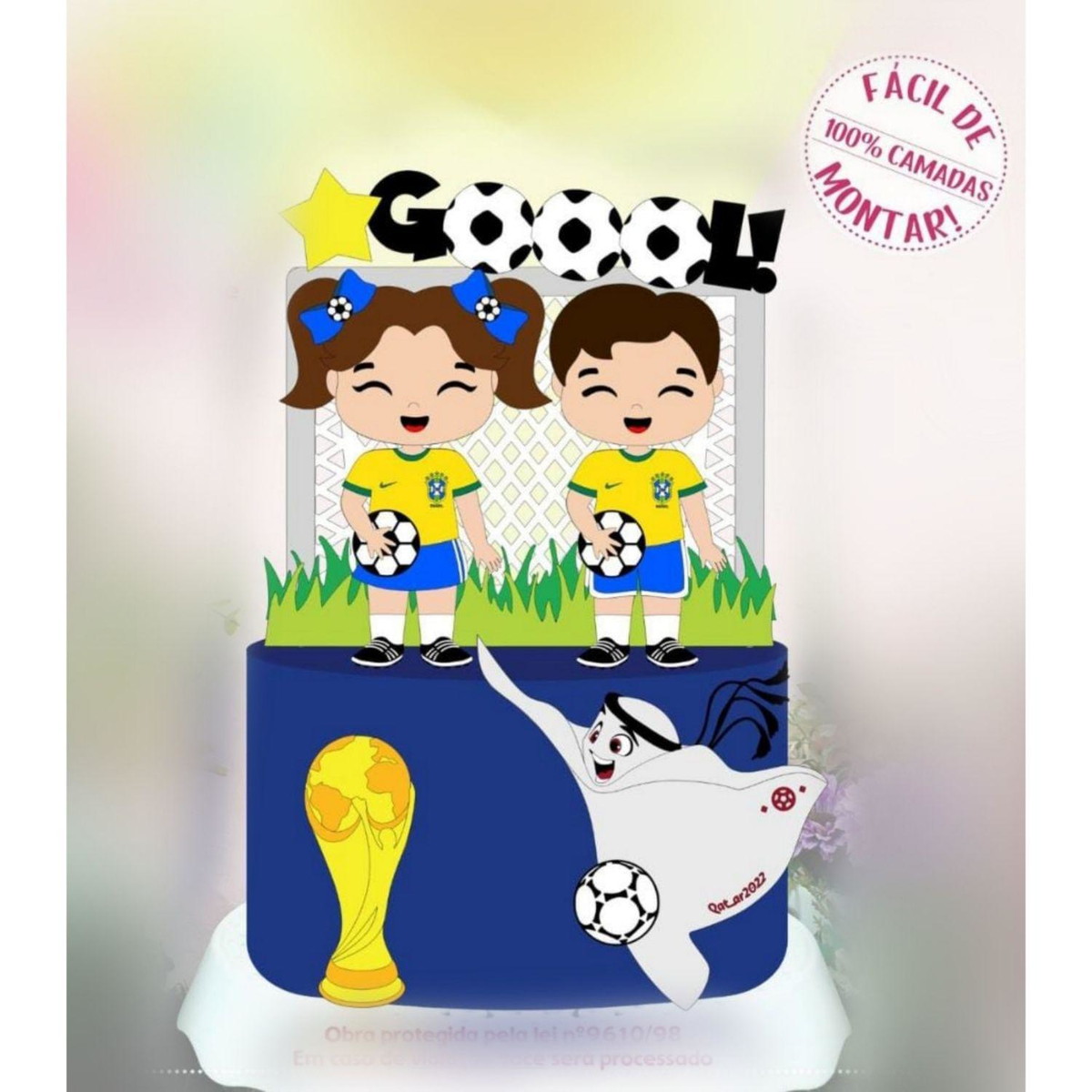 Arquivo Topo de Bolo Casal Brasil Copa do Mundo 2022 #15462