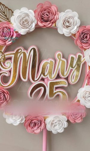 ARQUIVO TOPO DE BOLO CIRCULAR COM FLORES DIA DAS MÃES #13984
