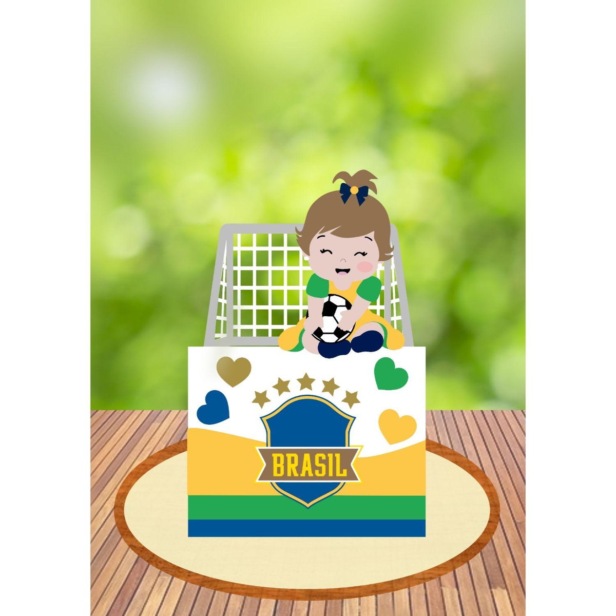 Arquivo Topo de Bolo Copa do Mundo 2022 Brasil Menina #15431
