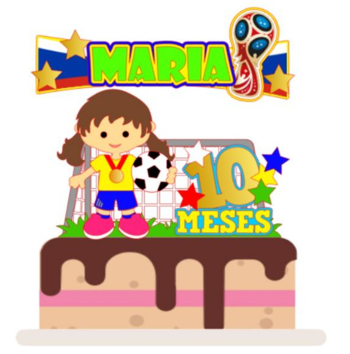 Arquivo Topo de Bolo Copa do Mundo 2022 Brasil Menina #15439