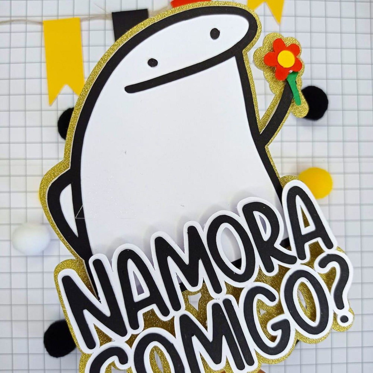 ARQUIVO TOPO DE BOLO FLORK NAMORA COMIGO #13740