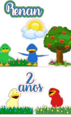 Arquivo Topo de Bolo Patinhos Coloridos Bento e Toto #17178