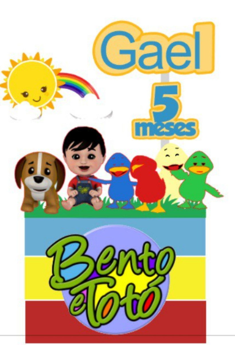 Arquivo Topo de Bolo Patinhos Coloridos Bento e Toto #17183