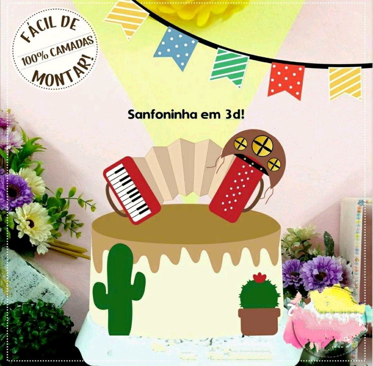 ARQUIVO TOPO DE BOLO SANFONINHA EM 3D (#1006) STUDIO - Imagem 2