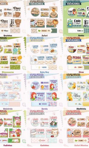 Arquivos Digitais Combo 22 Temas Etiquetas Escolar