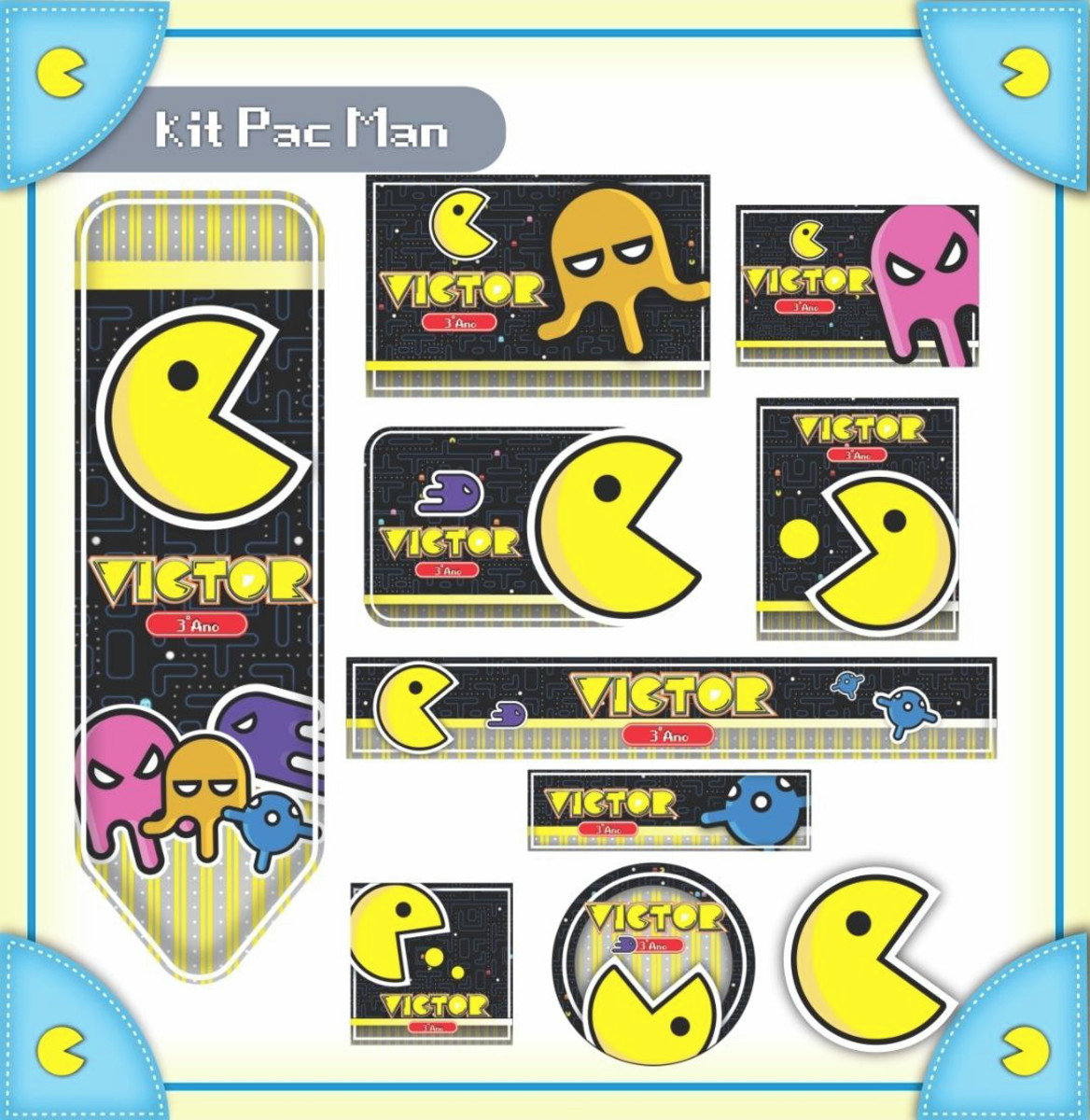 Arquivos Digitais Pacman Etiquetas Escolar
