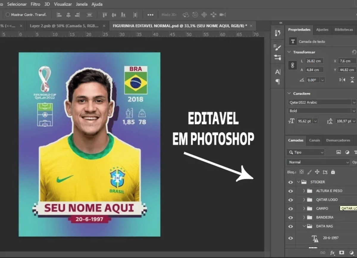 Arquivo de Corte Figurinha Copa 2022