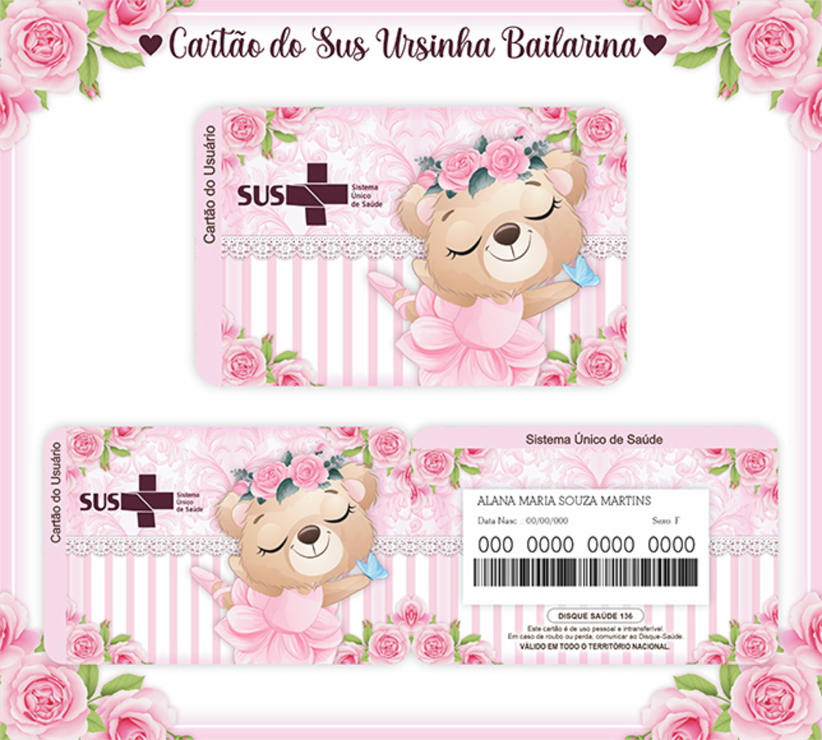 Cartão Digital Sus Ursinha Bailarina