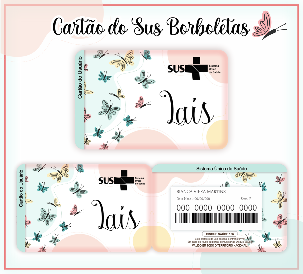 Cartão SUS Borboletas