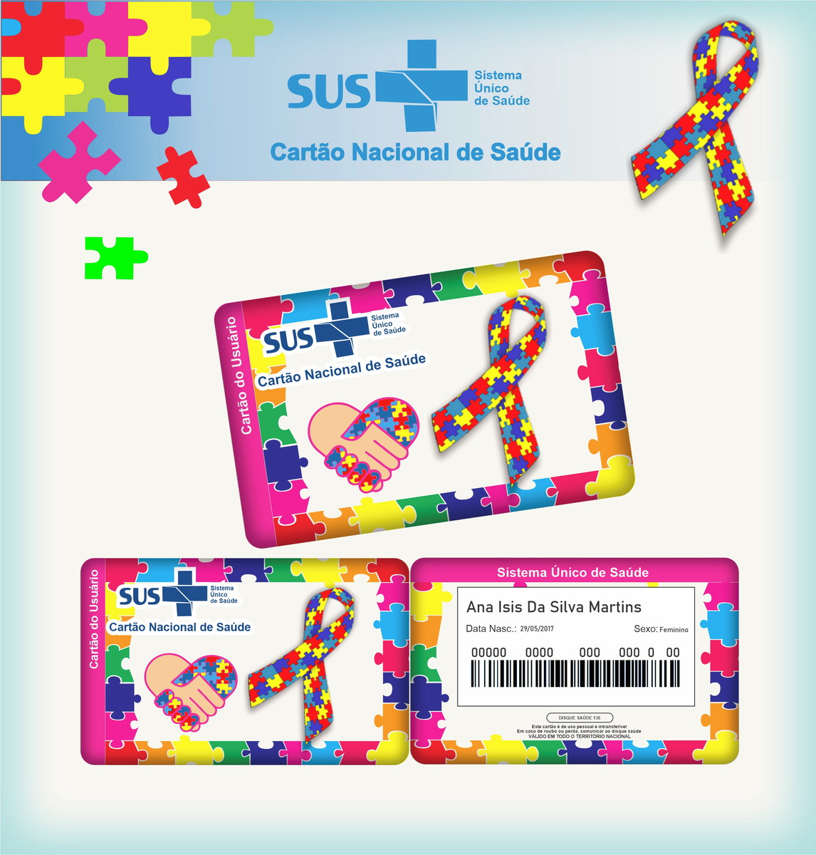 Cartão SUS Autismo Feminino