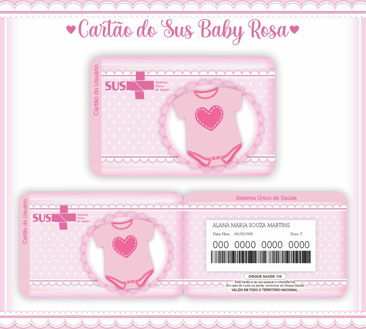 Cartão SUS Baby Menina