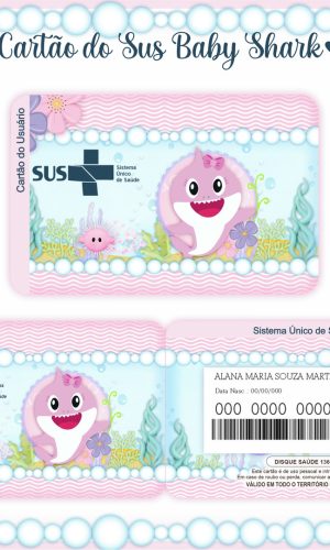 Cartão SUS Baby Shark Menina