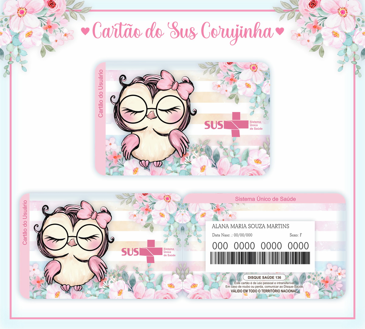 Cartão SUS Corujinha