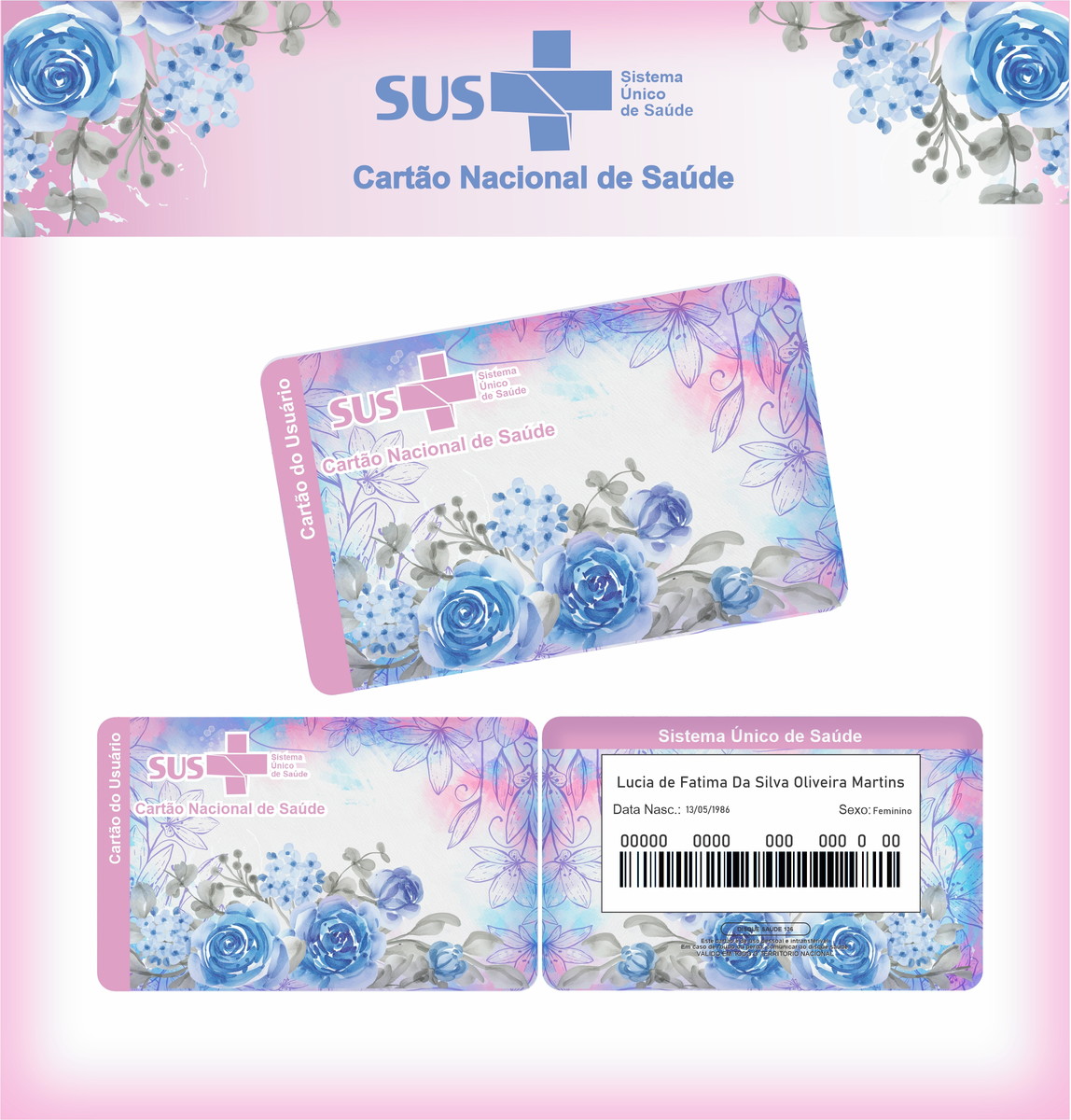 Cartão SUS Floral