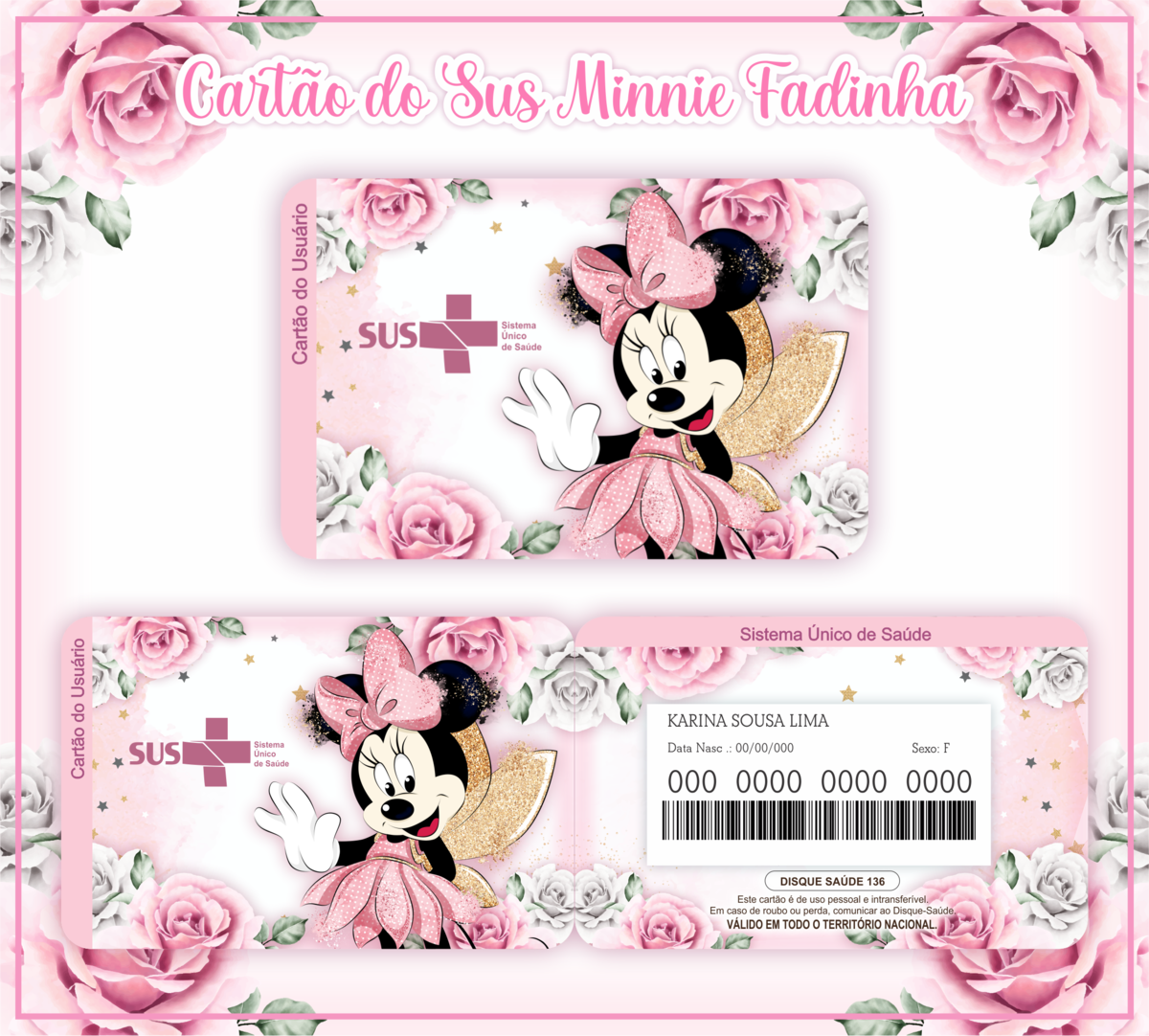 Cartão SUS Minnie Fadinha