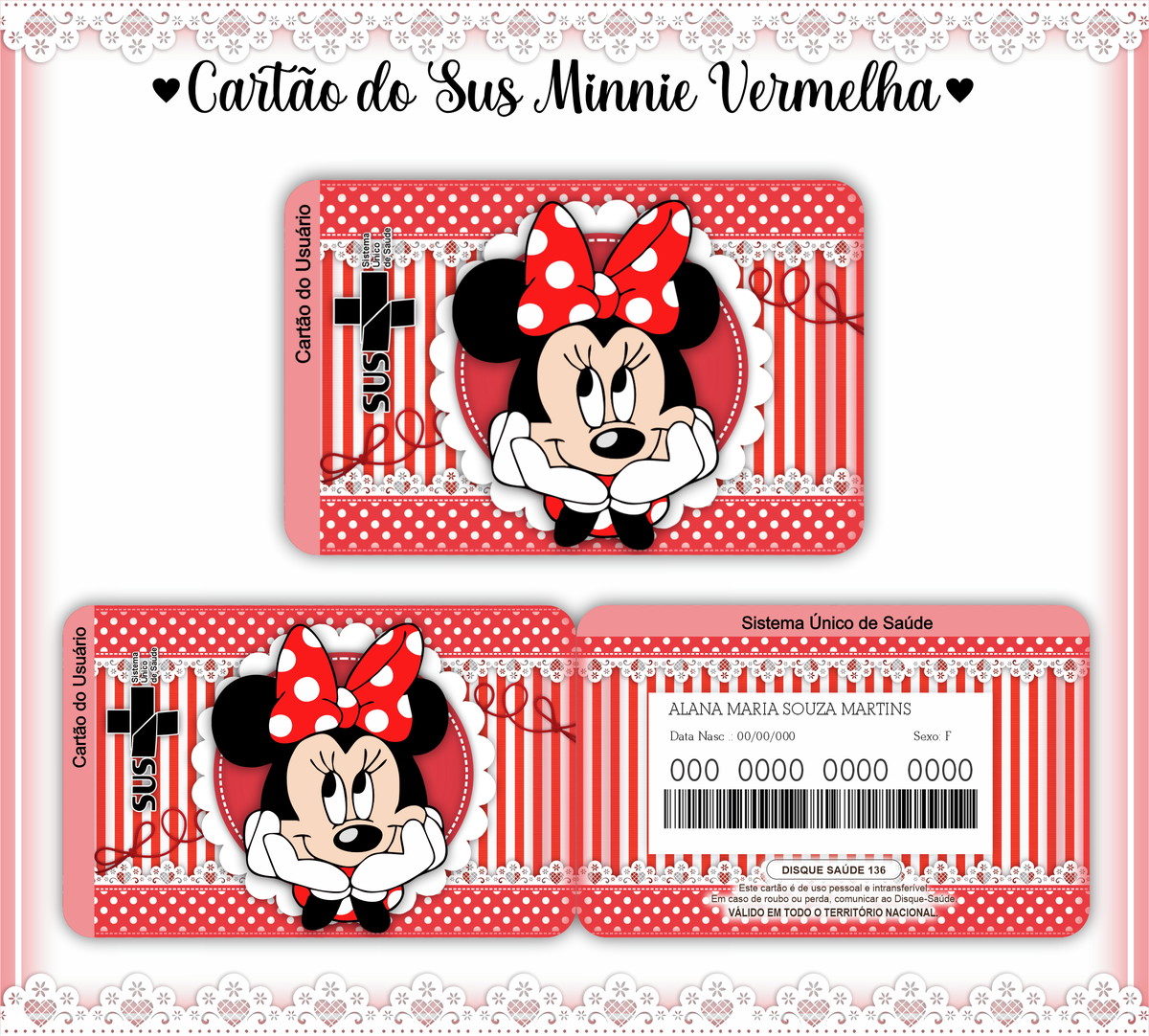 Cartão SUS Minnie Vermelha