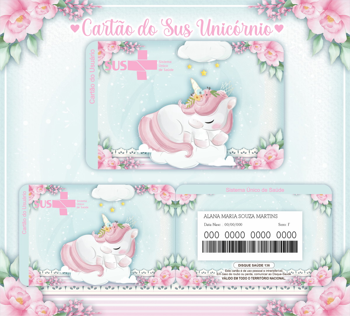 Cartão Sus Unicórnio