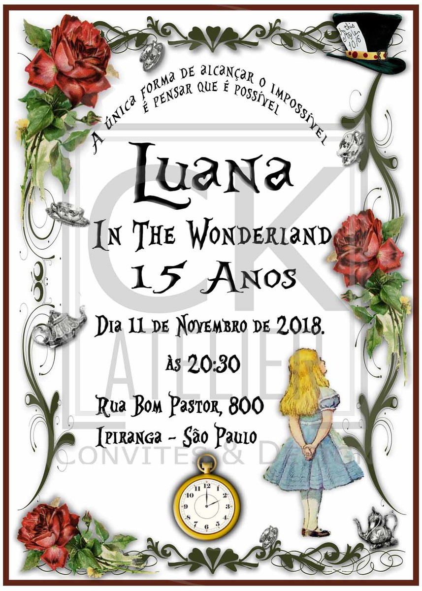 Convite Alice no País das Maravilhas