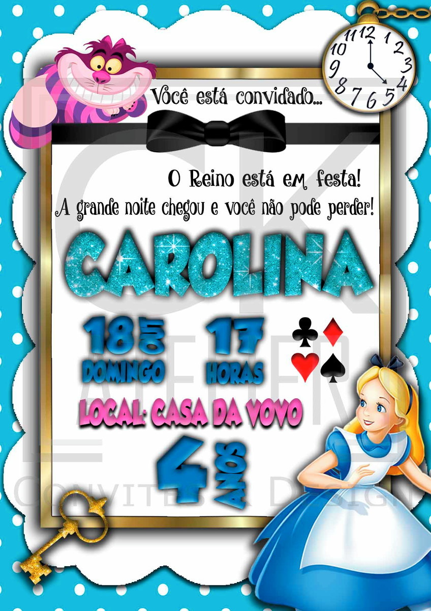 Convite Alice no País das Maravilhas