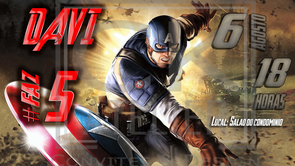Convite Avengers - Capitão América