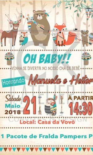 Convite Chá de Bebe cute