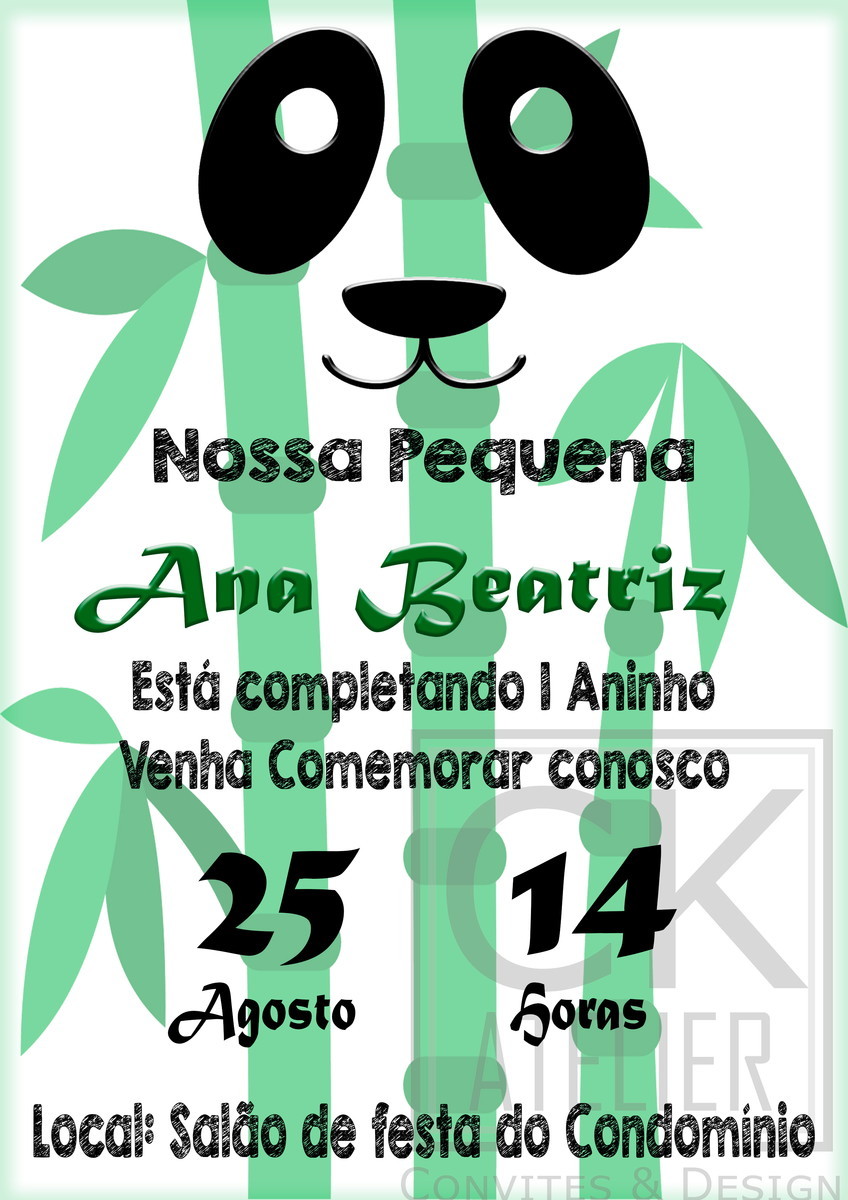 Convite de Bebê Cute Panda