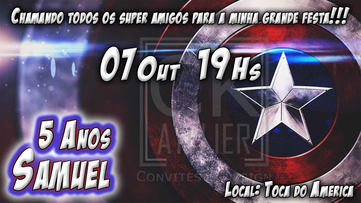 Convite Digital Avengers - Capitão América