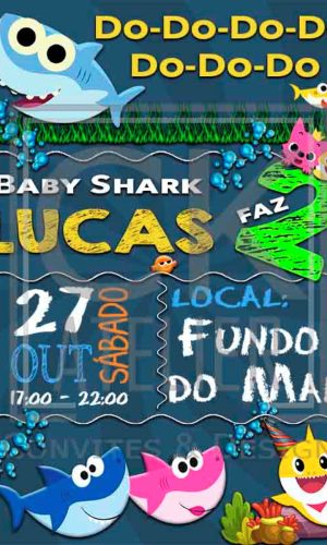 Convite Digital Baby Shark tubarâo