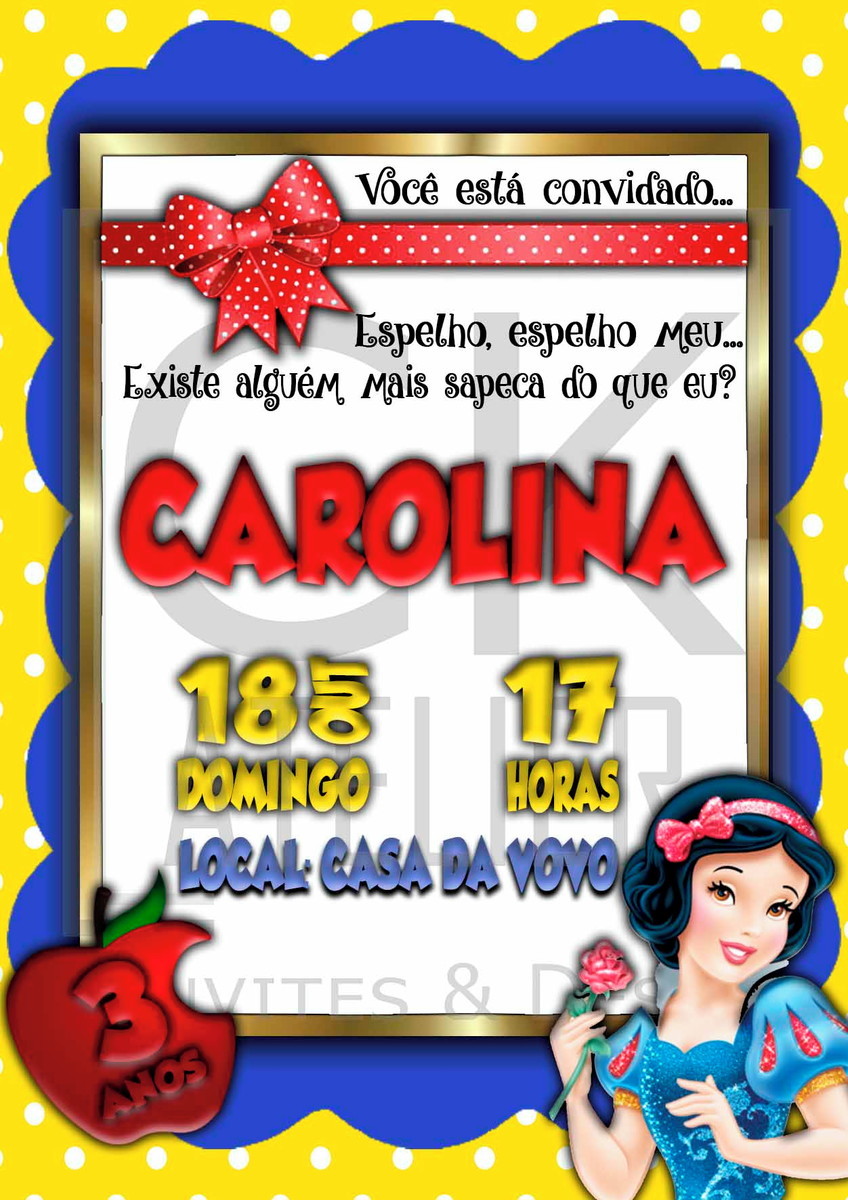 Convite Digital Branca de Neve