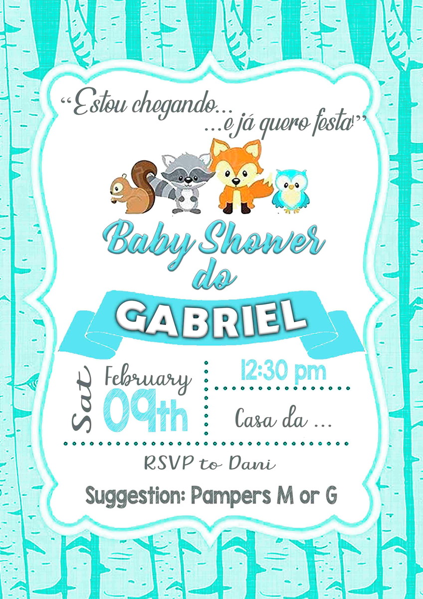 Convite Digital Chá de Bebê Animais Cute