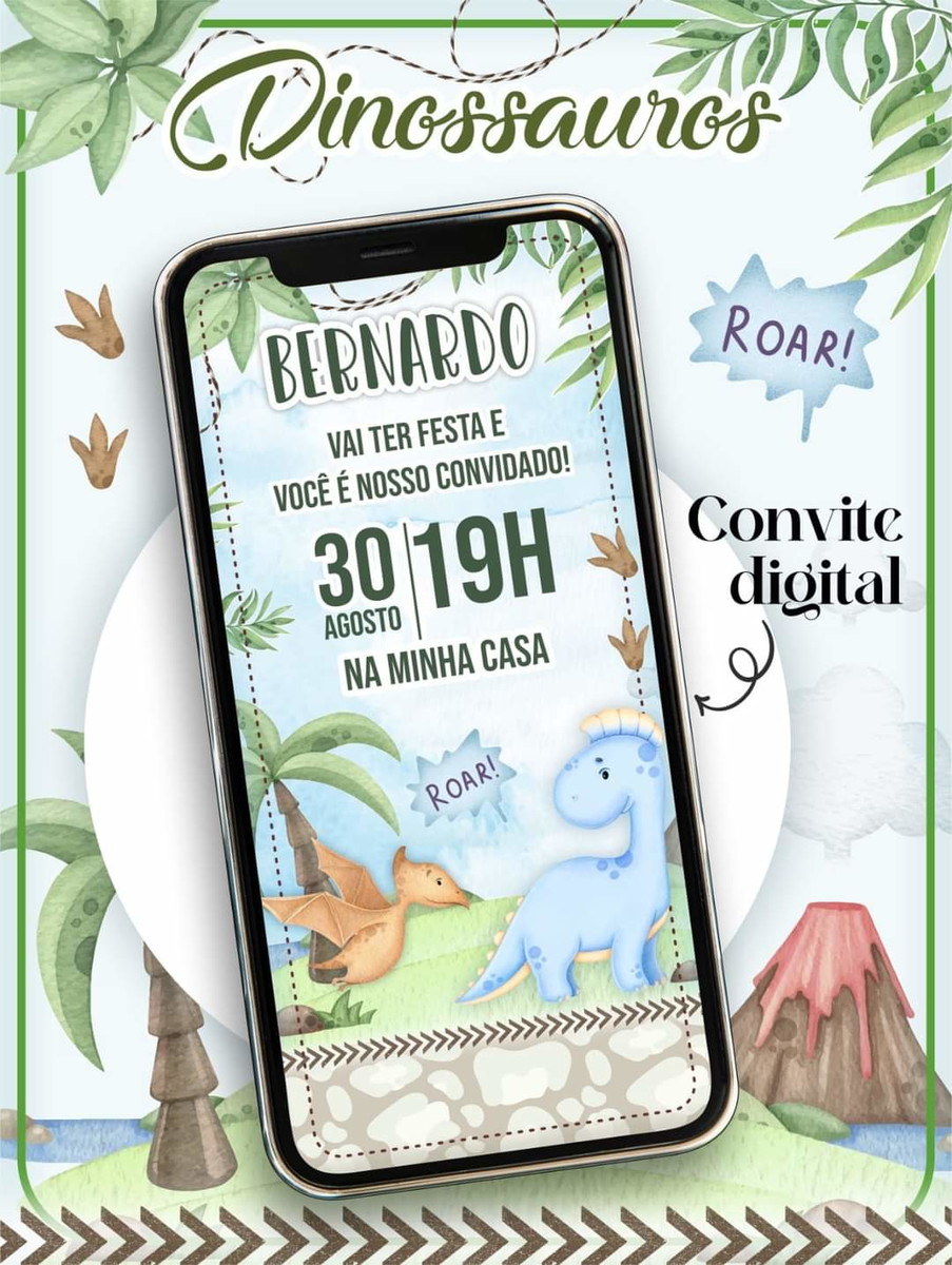 Convite Digital Dinossauro
