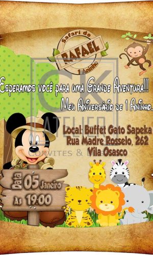 Convite Digital Mickey Safari