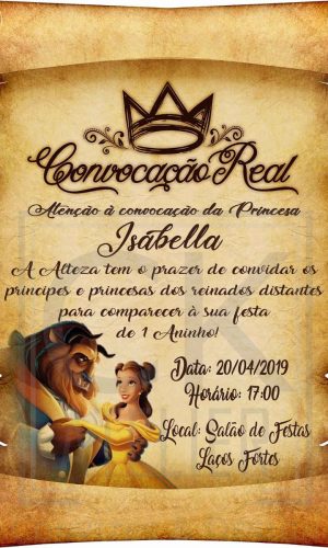 Convite Digital Pergaminho Bela e a Fera