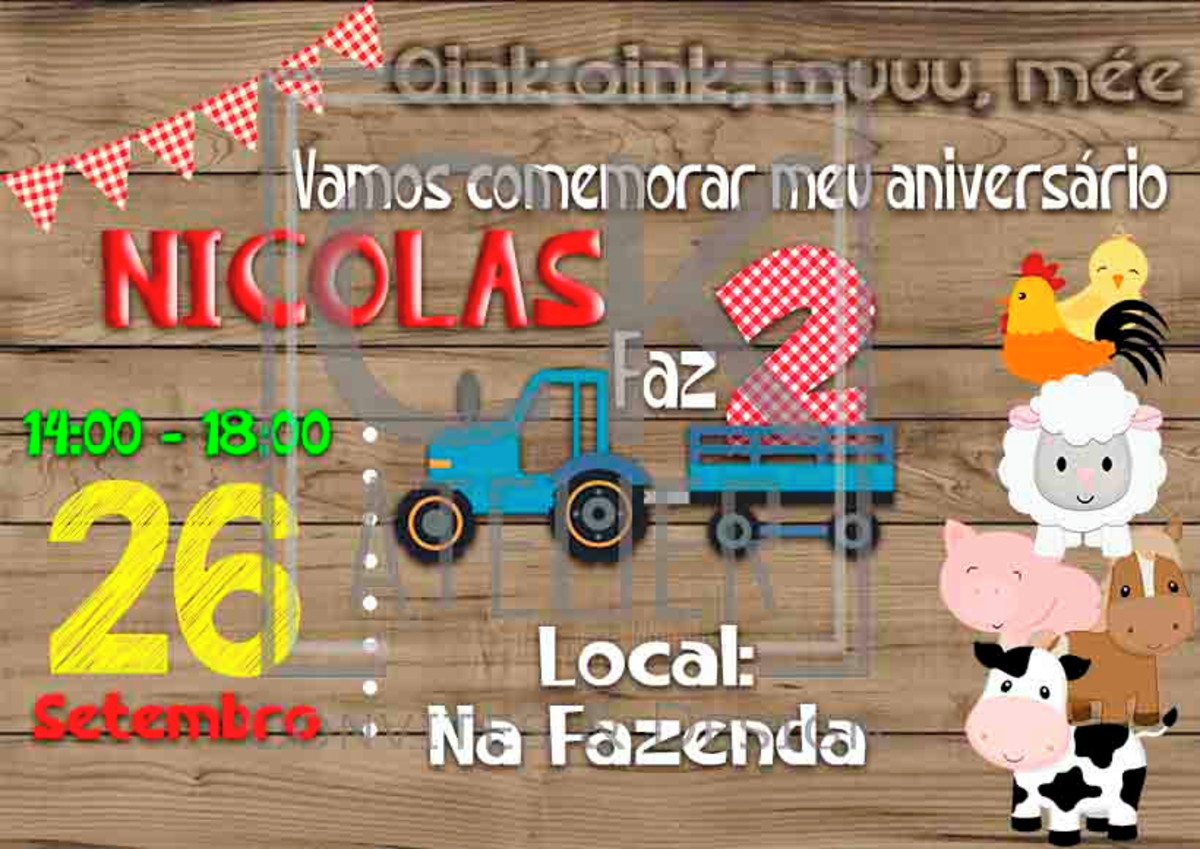 Convite Fazendinha Cute