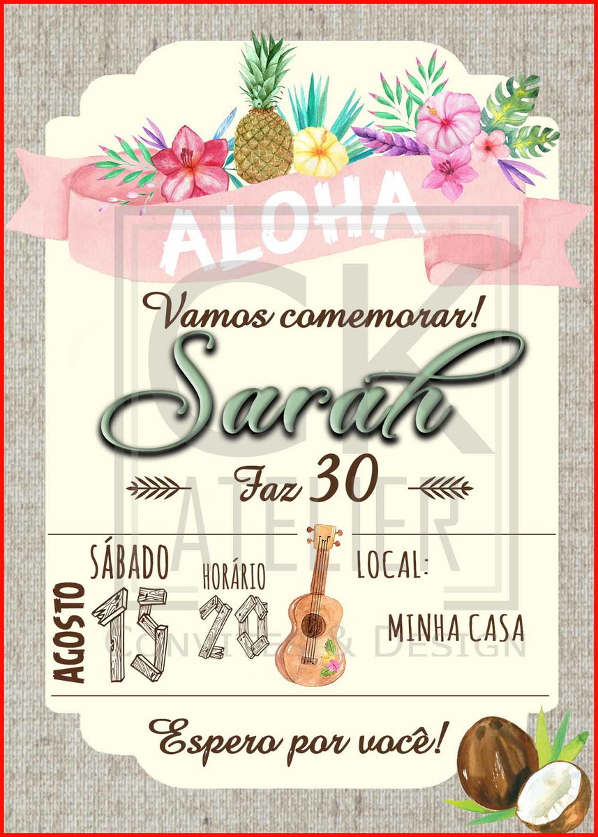 Convite Havaiano aloha