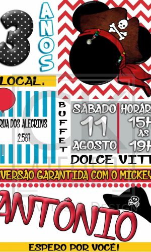 Convite Mickey Pirata