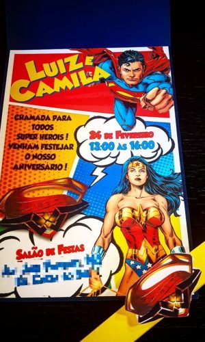 Convite Mulher Maravilha Super man