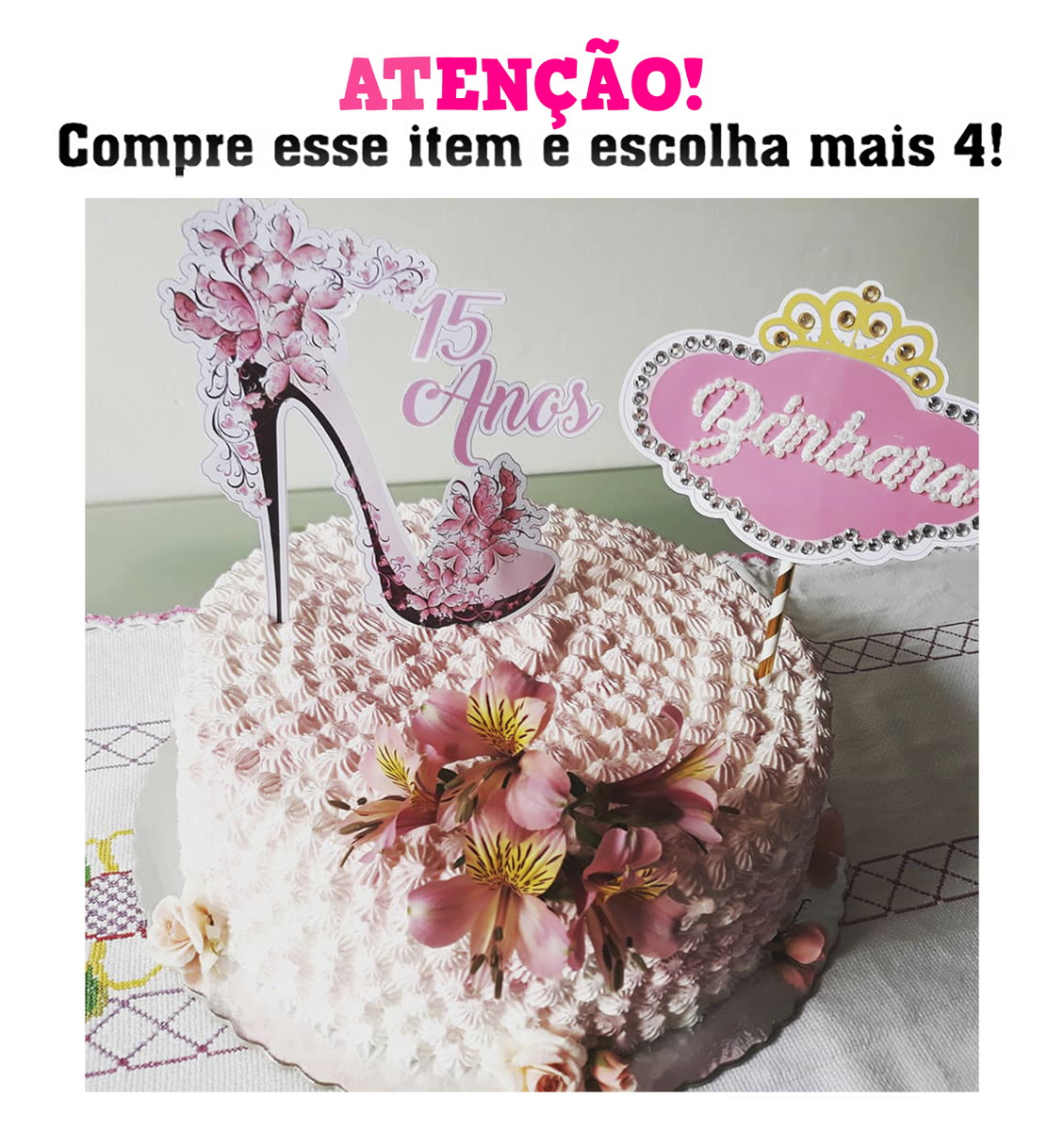 Kit c/ 5: Arquivo de corte topo 15 anos 004