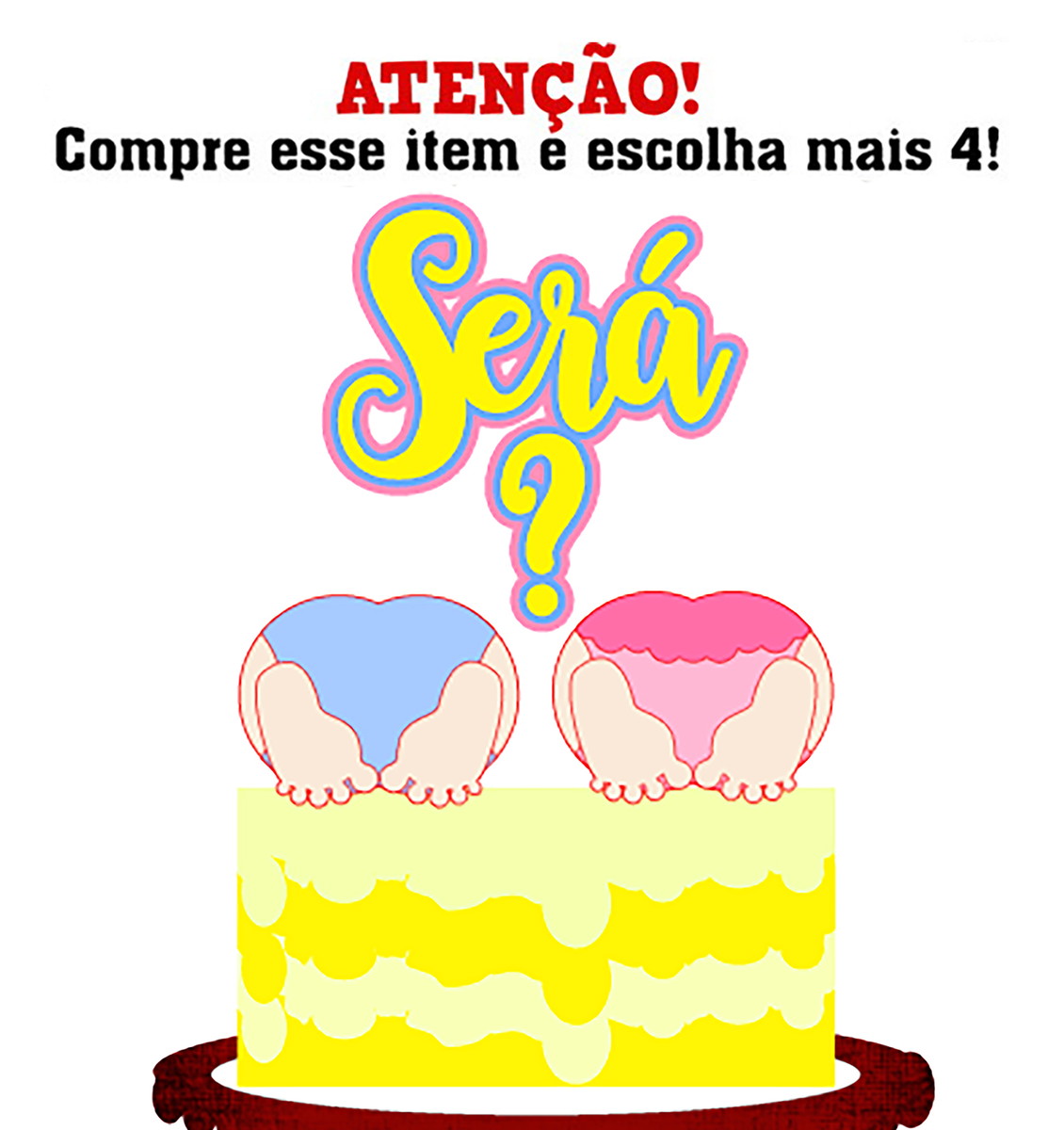 KIT C/ 5 ARQUIVO DE CORTE: TOPO DE BOLO CHÁ REVELAÇÃO 003