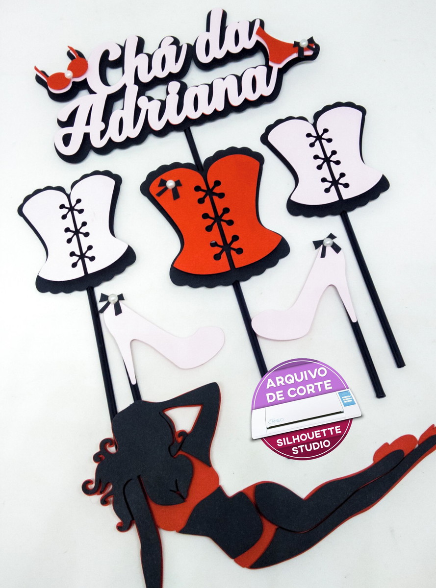 KIT C/ 5 ARQUIVO DE CORTE: TOPO DE BOLO CHÁ DE LINGERIE 002